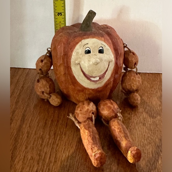 Vintage Vegetable Shelf Sitter 1980s Anthropomorphic Resin Pumpkin Fall Harvest - Picture 4 of 4